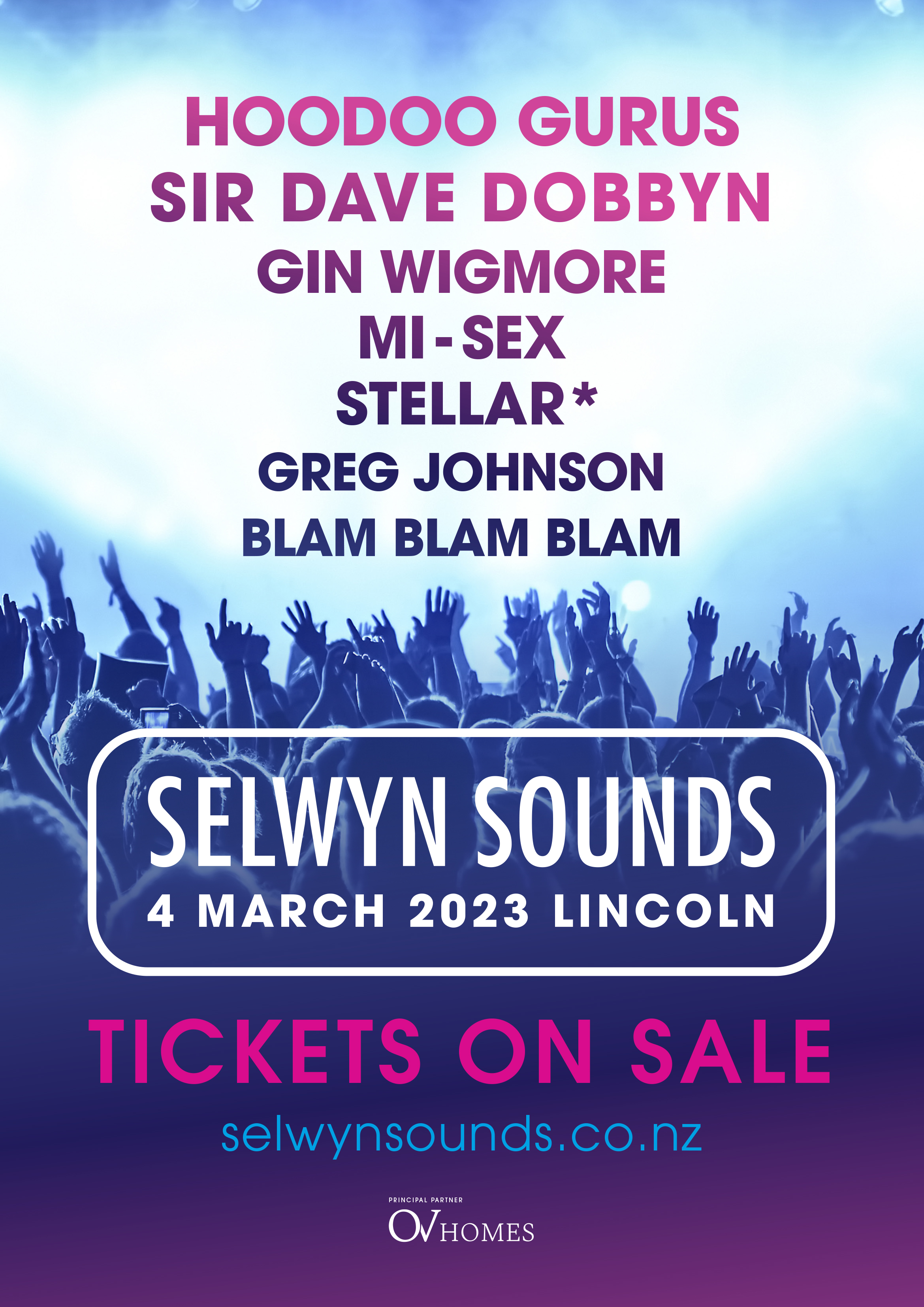 Selwyn Sounds 2023 official poster with bands